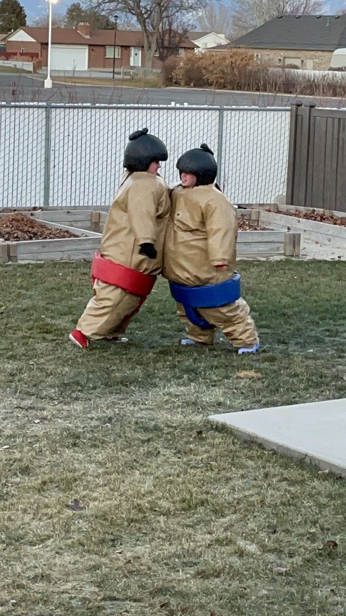 Sumo Wrestler Costume Set - Tan, Red & Blue Belts