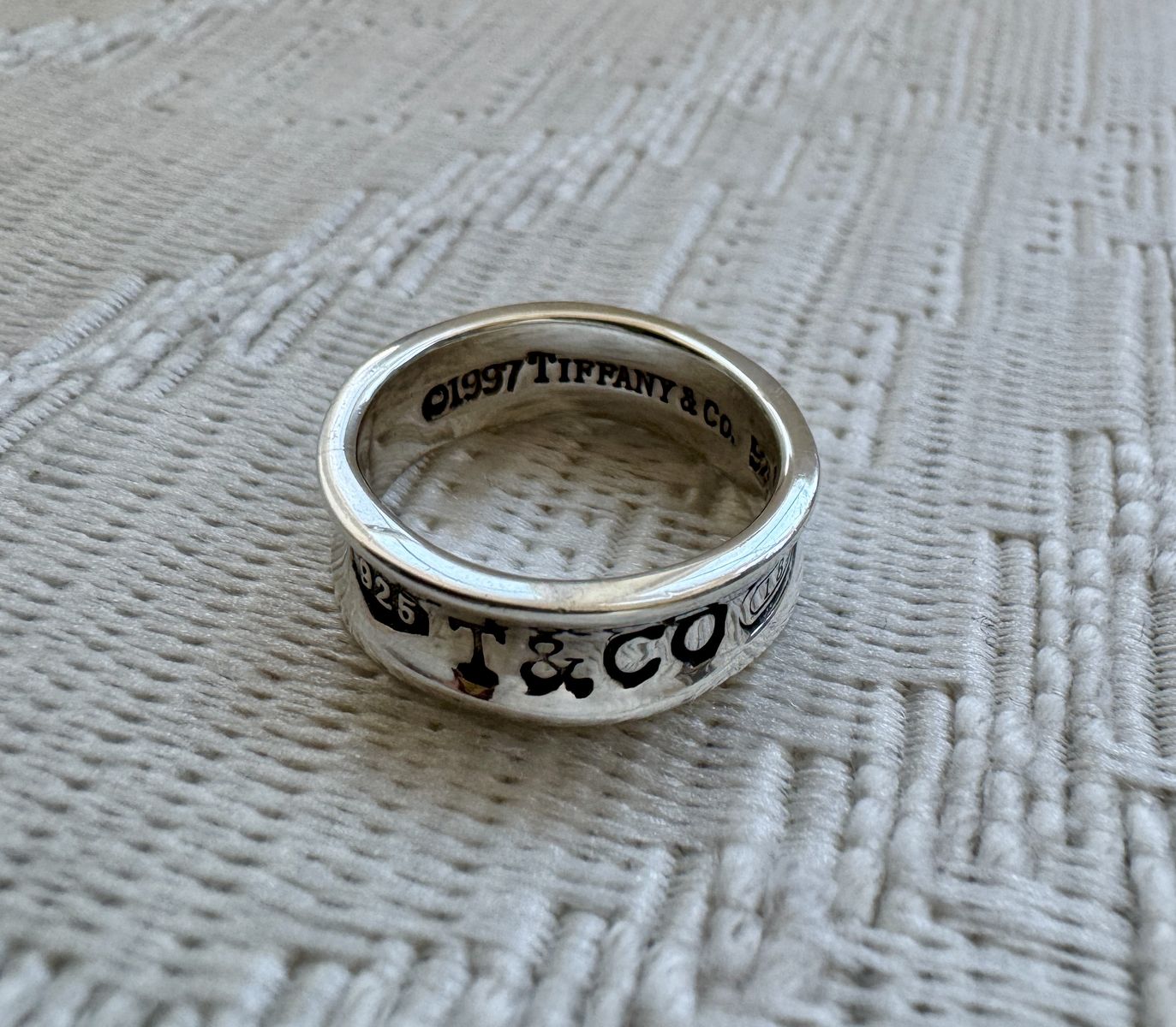 Tiffany & Co. 1837 Silver 925 Ring Wide Concave Band 7mm