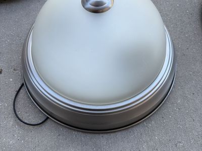 11 Matching Flush Mount Ceiling Light Fixtures – Frosted Glass & Brushed Nickel – Used