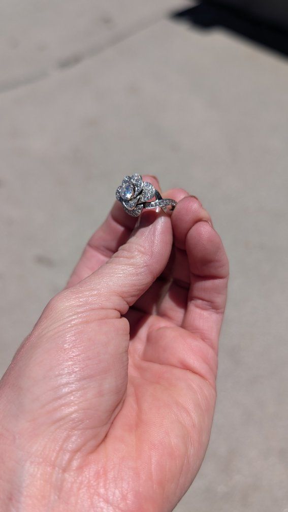 One-Of-A-Kind 14K White Gold Diamond Rose Ring