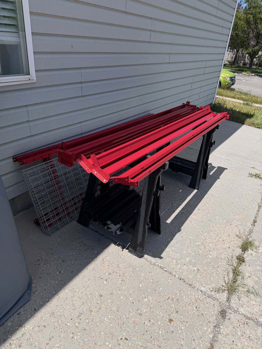 Industrial grade rack shelving, red, 5 shelf, heavy duty, 90"x90"x24"