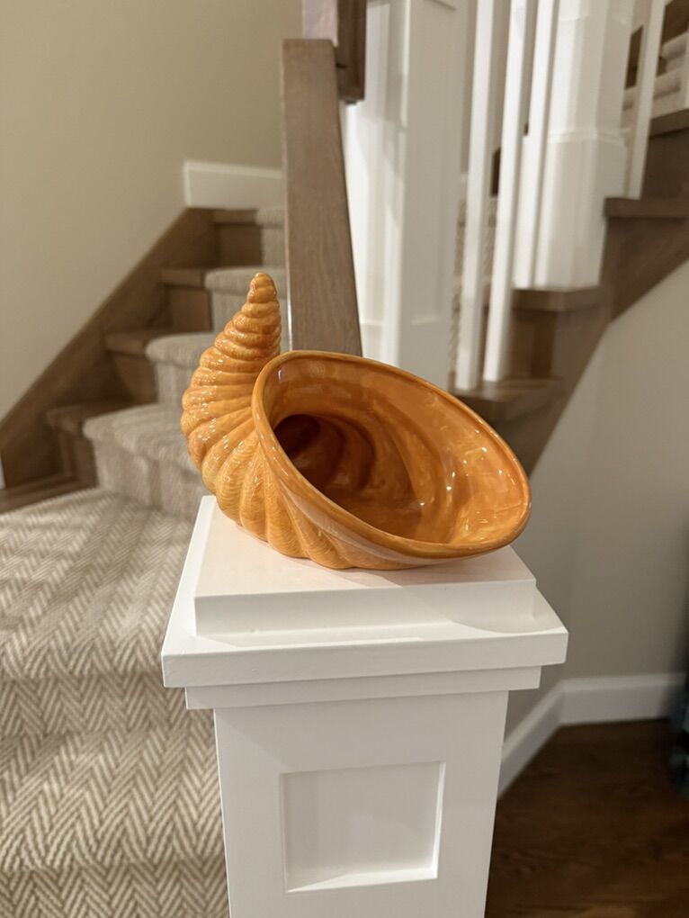 Ceramic Orange Glazed Cornucopia