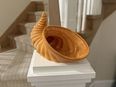 Ceramic Orange Glazed Cornucopia