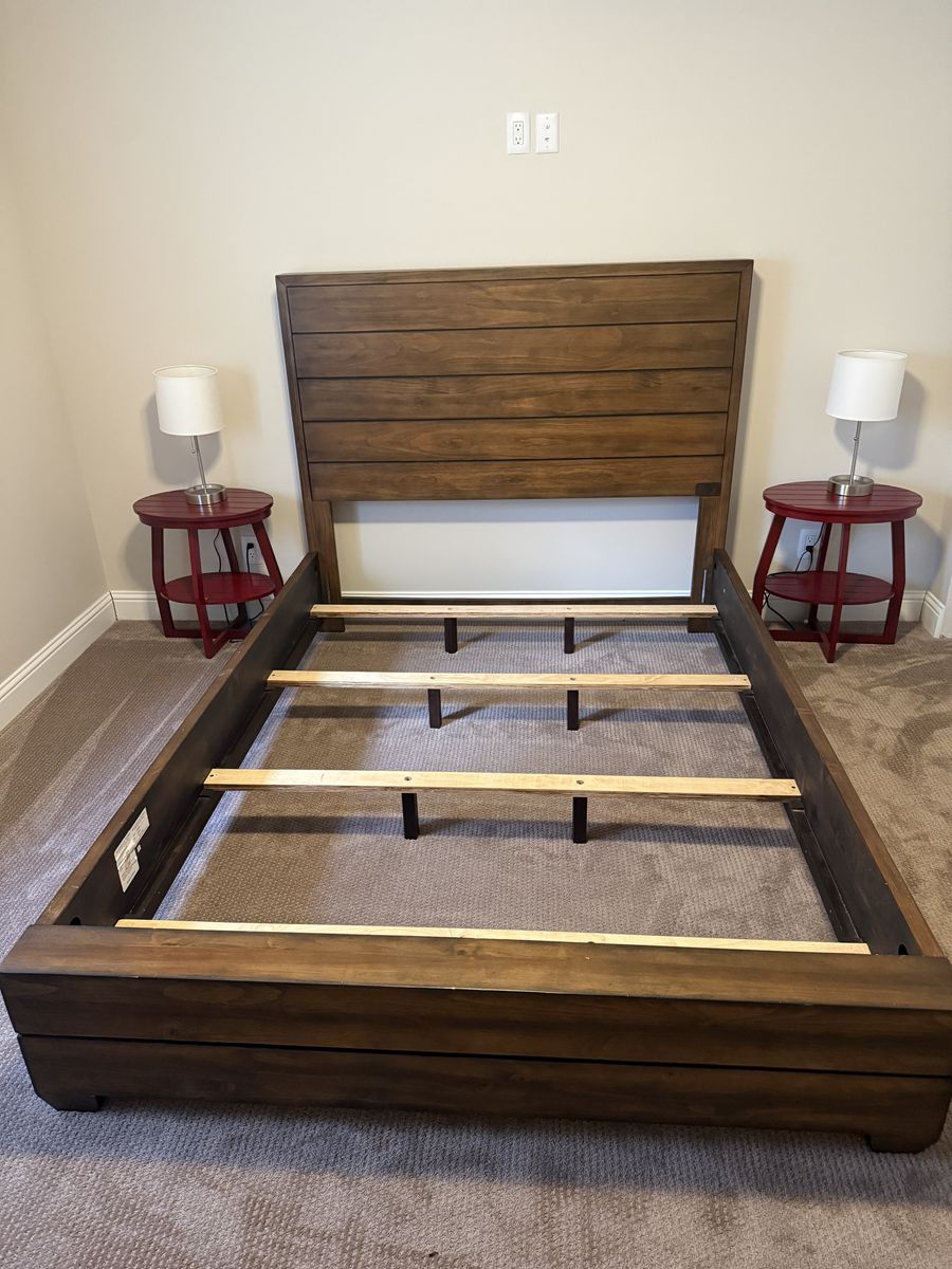 Queen bed frame and nighstands