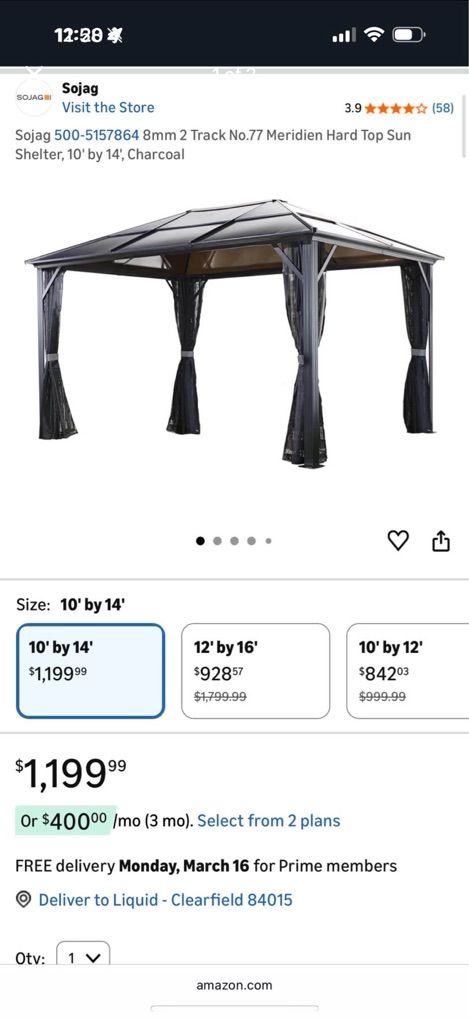 10 ft. x 14 ft. Gazebo - Sojag Meridien