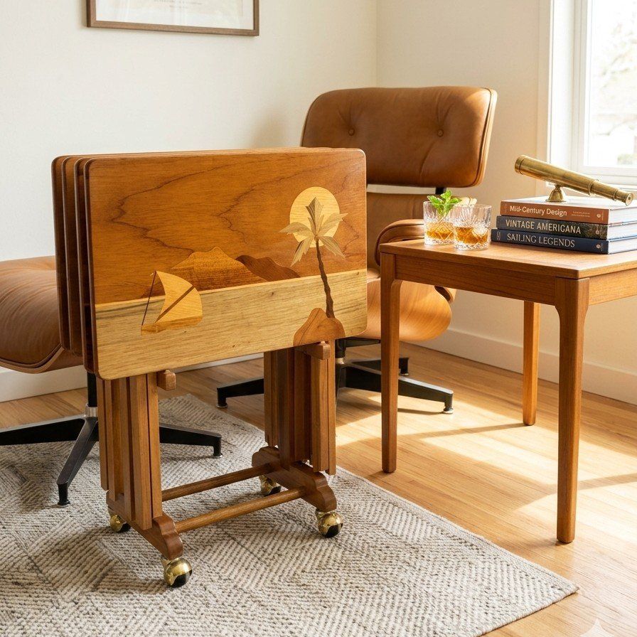 Vintage MCM Folding TV Tray Tables