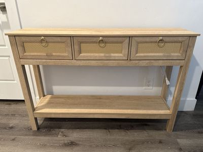 Brand New Rattan Console Table with 3 Drawers