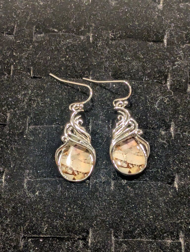 Silver-Tone Teardrop Stone Drop Earrings