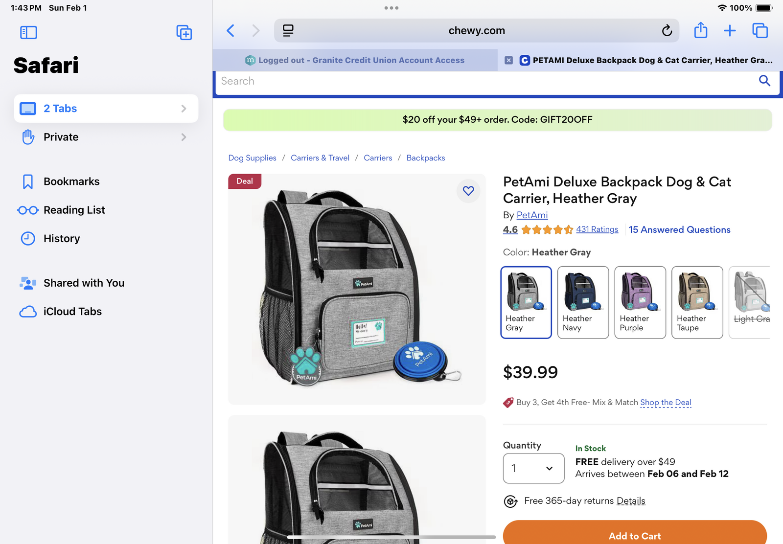 Brand new dog carrier for hiking or travel.