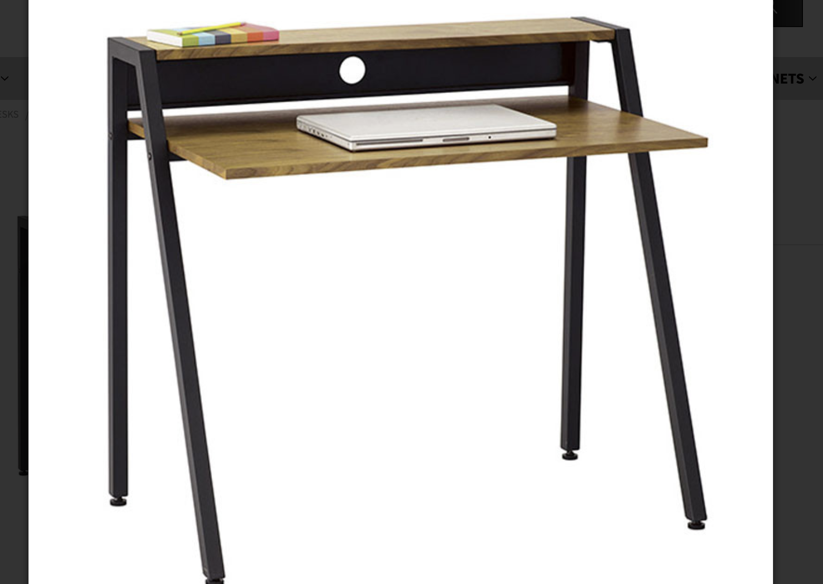 Brand New Writing Desk brown with black metal 38 onches wide
