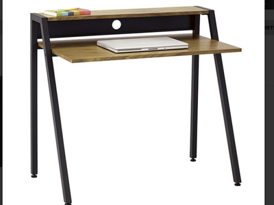 Brand New Writing Desk brown with black metal 38 onches wide