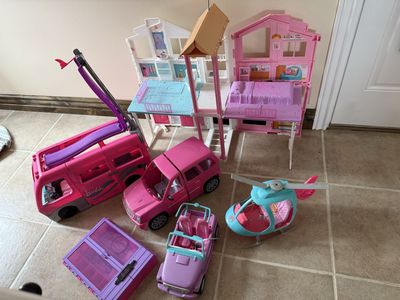 Barbie House $25 Jeep Bus Heli $20 Each