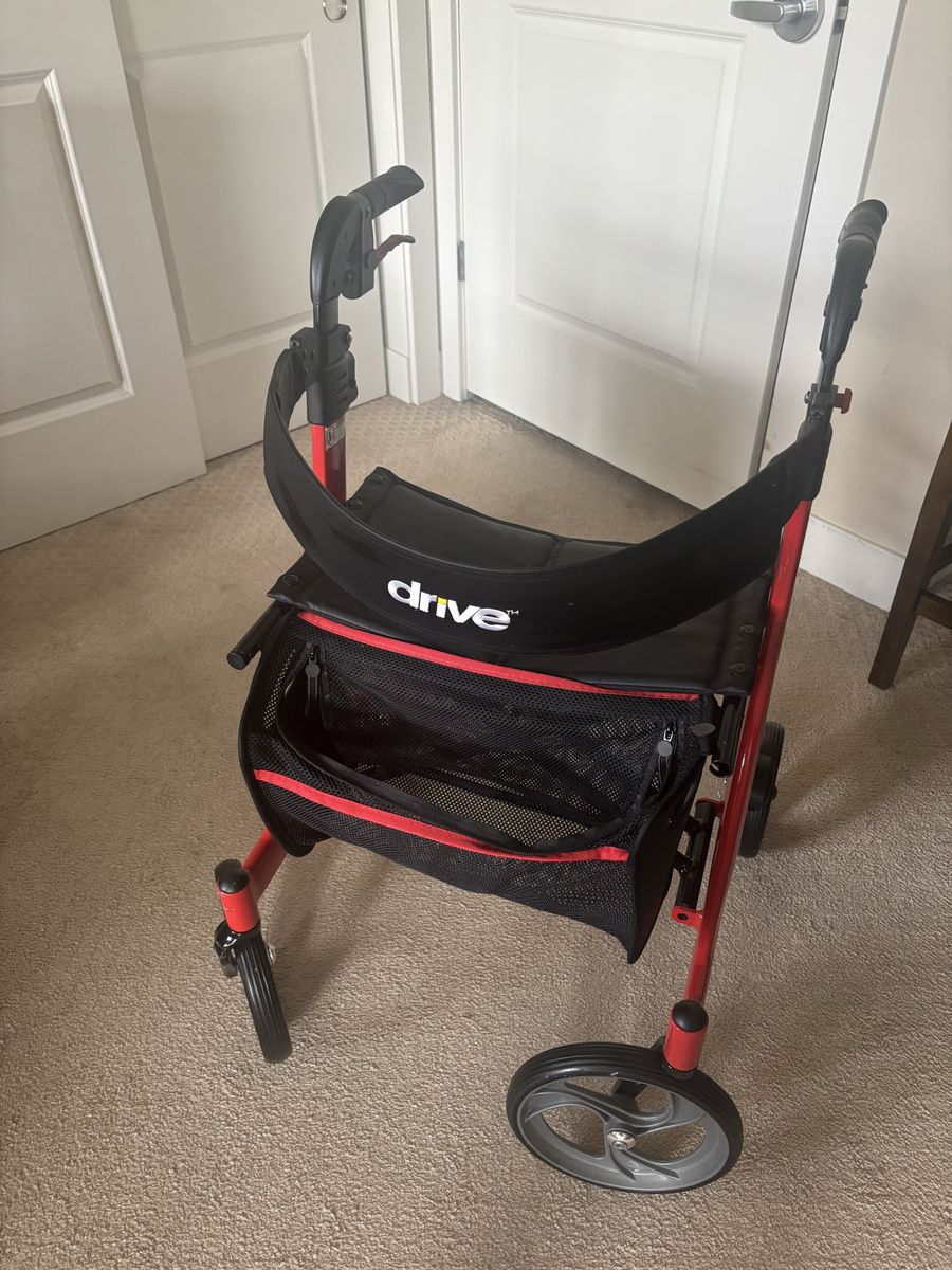 Drive Medical F-22 Nitro Euro Style Rollator Walker, Red, with Seat & Storage