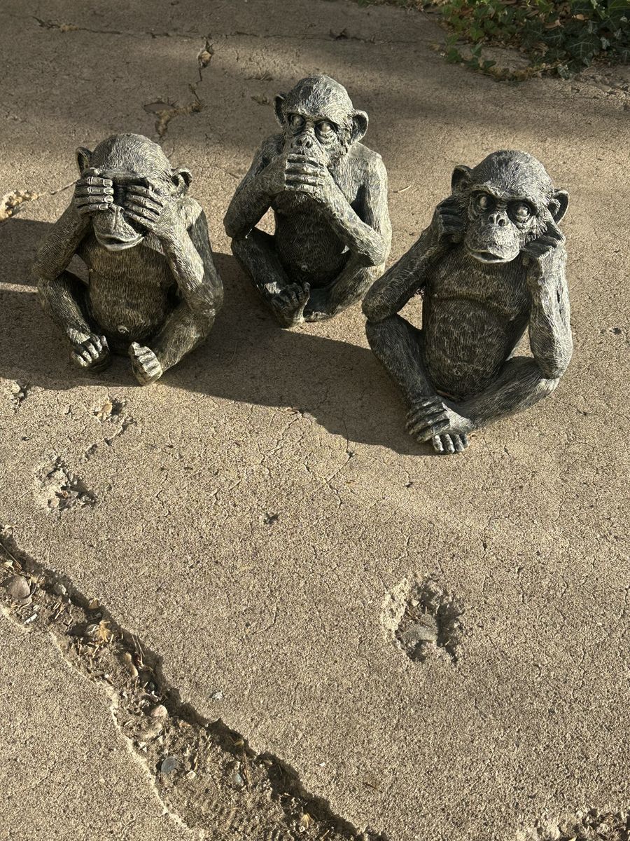 Three Wise Monkeys Statues Set - Hear, See, Speak No Evil Garden Decor