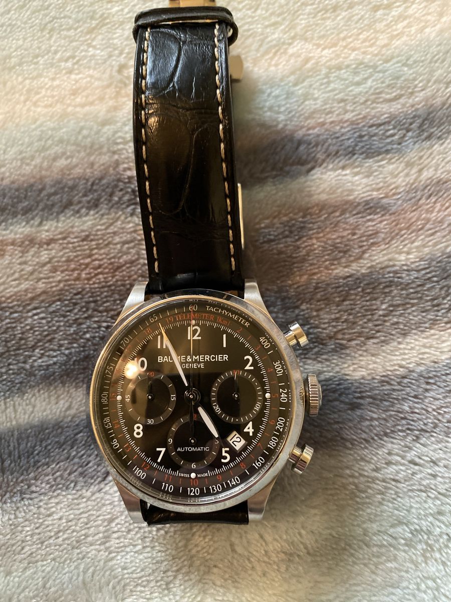 Baume & Mercier Geneve Automatic Chronograph Watch with Leather Strap