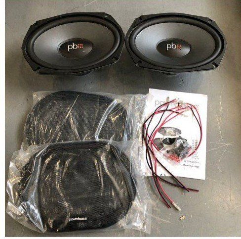 PowerBass OE-690D 6x9 Car Audio Speakers Pair with Grilles and Wires