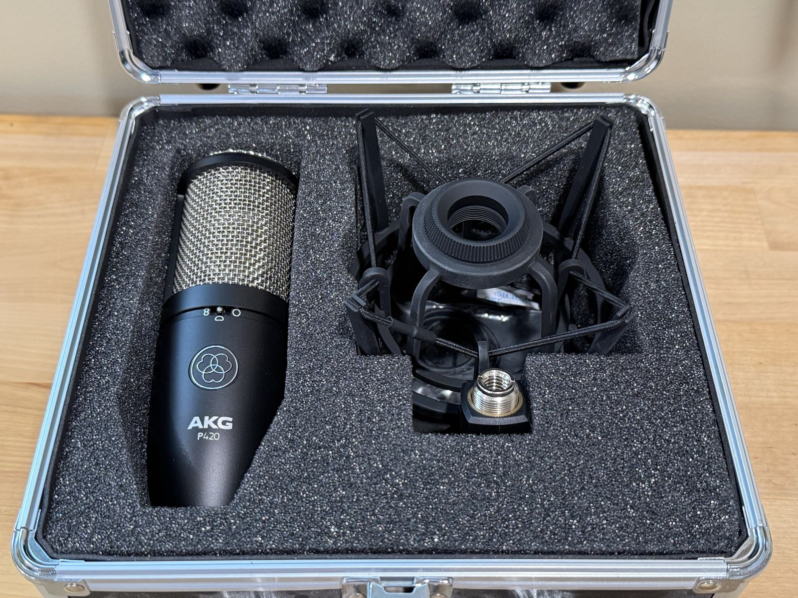 2 AKG P420 Condenser Microphones with Shockmount and Hard Case - Excellent Condition