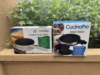 Eurolux Cordless Crepe Maker & CucinaPro Multi-Baker with 3 Interchangeable Plates
