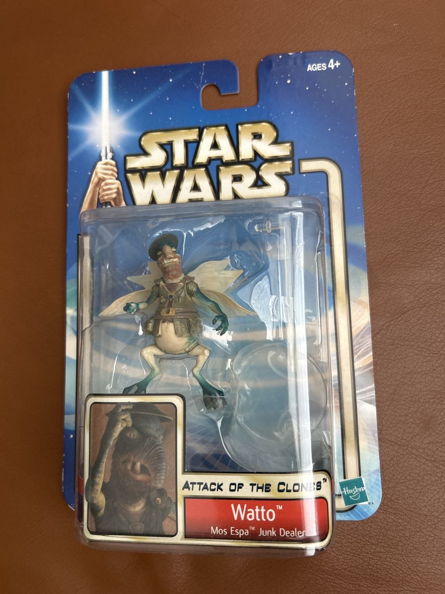 Star Wars Attack of the Clones Watto Mos Espa Junk Dealer Action Figure Hasbro Blue Card Figure