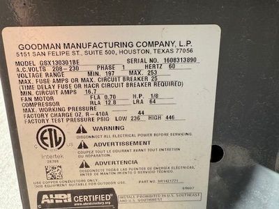 Goodman Central Unit