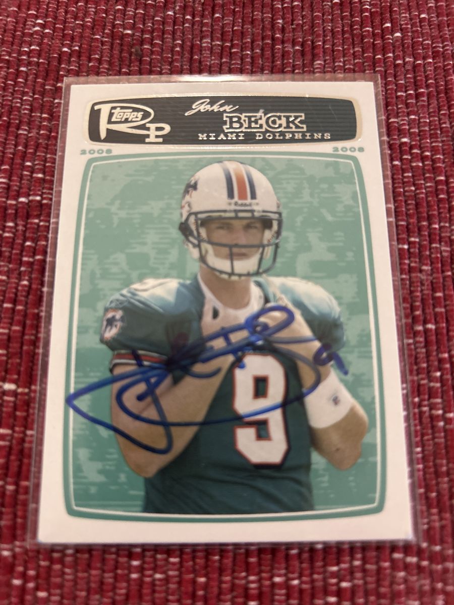 BYU Cougars 2008 Topps John Beck NFL Miami Dolphins Autographed Football Card Hand Signed Autograph