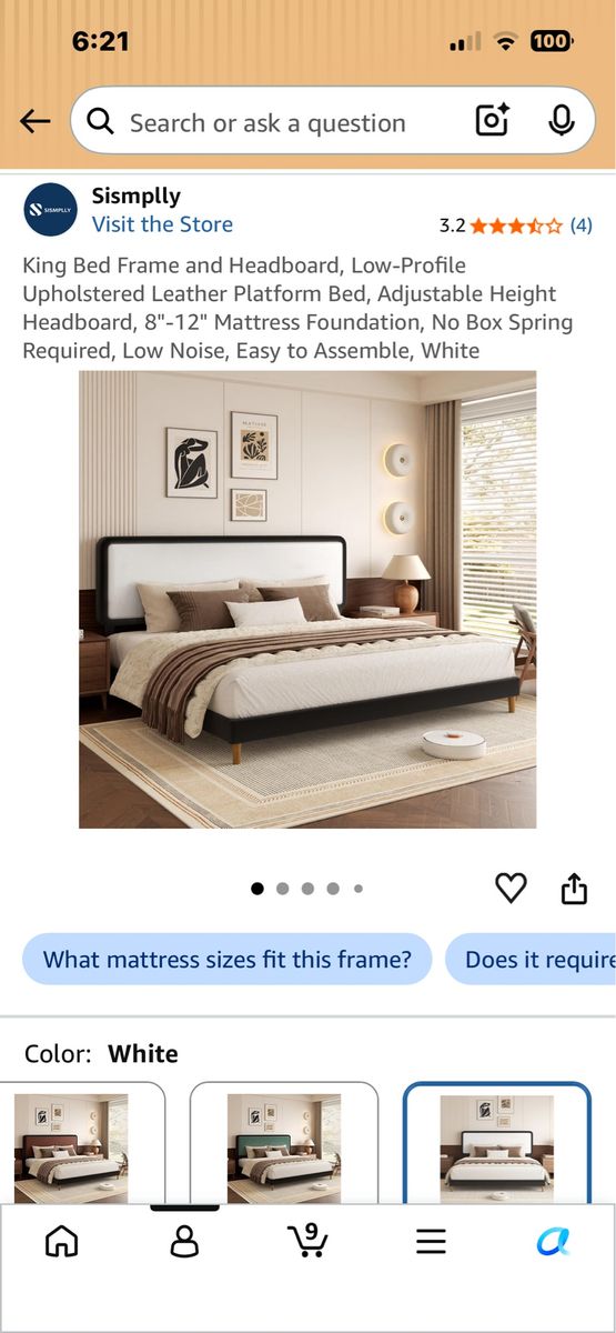 Faux leather king bed frame