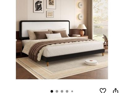 Faux leather king bed frame