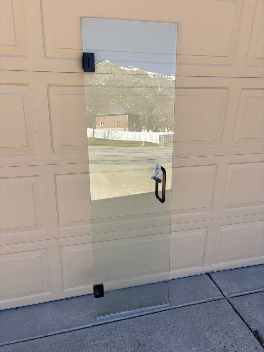 Glass shower door.