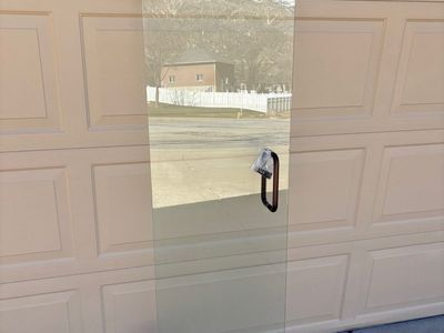 Glass shower door.