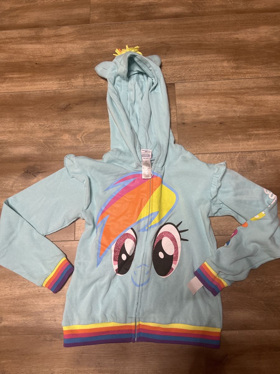 My Little Pony Girls' Rainbow Dash "Gotta Dash" Full-Zip Hoodie, Size L (10-12)