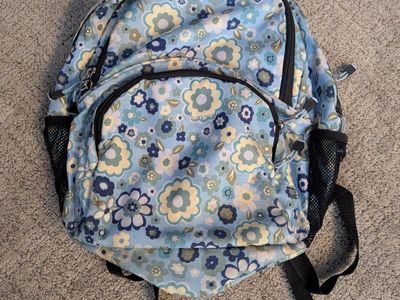 Old Navy Floral Print Backpack Blue Floral Pattern Multi-Pocket Daypack