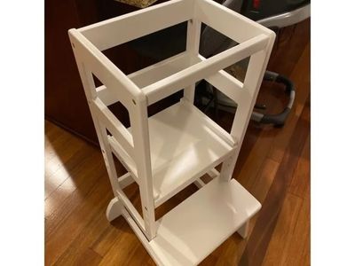 SDADI LT05W Mother's Helper Adjustable Height Kids Kitchen Step Stool, White - 8.8