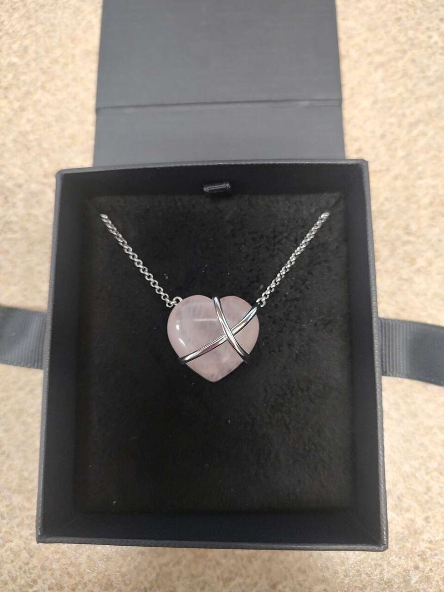 Sterling Silver Heart Rose Quartz Necklace/Pendant
