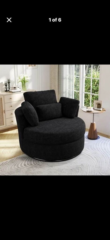 Chenille Barrel Swivel Chair