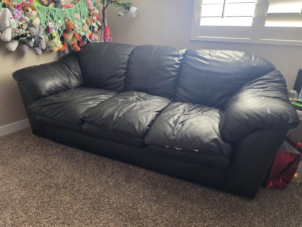 Faux leather sofa