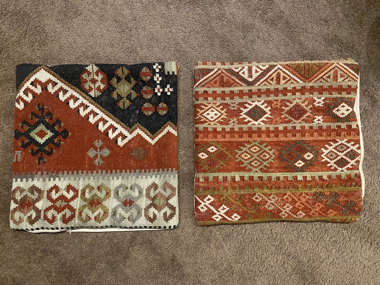 Set of 2 Pottery Barn Woven Kilim Style Geometric Throw Pillow Covers