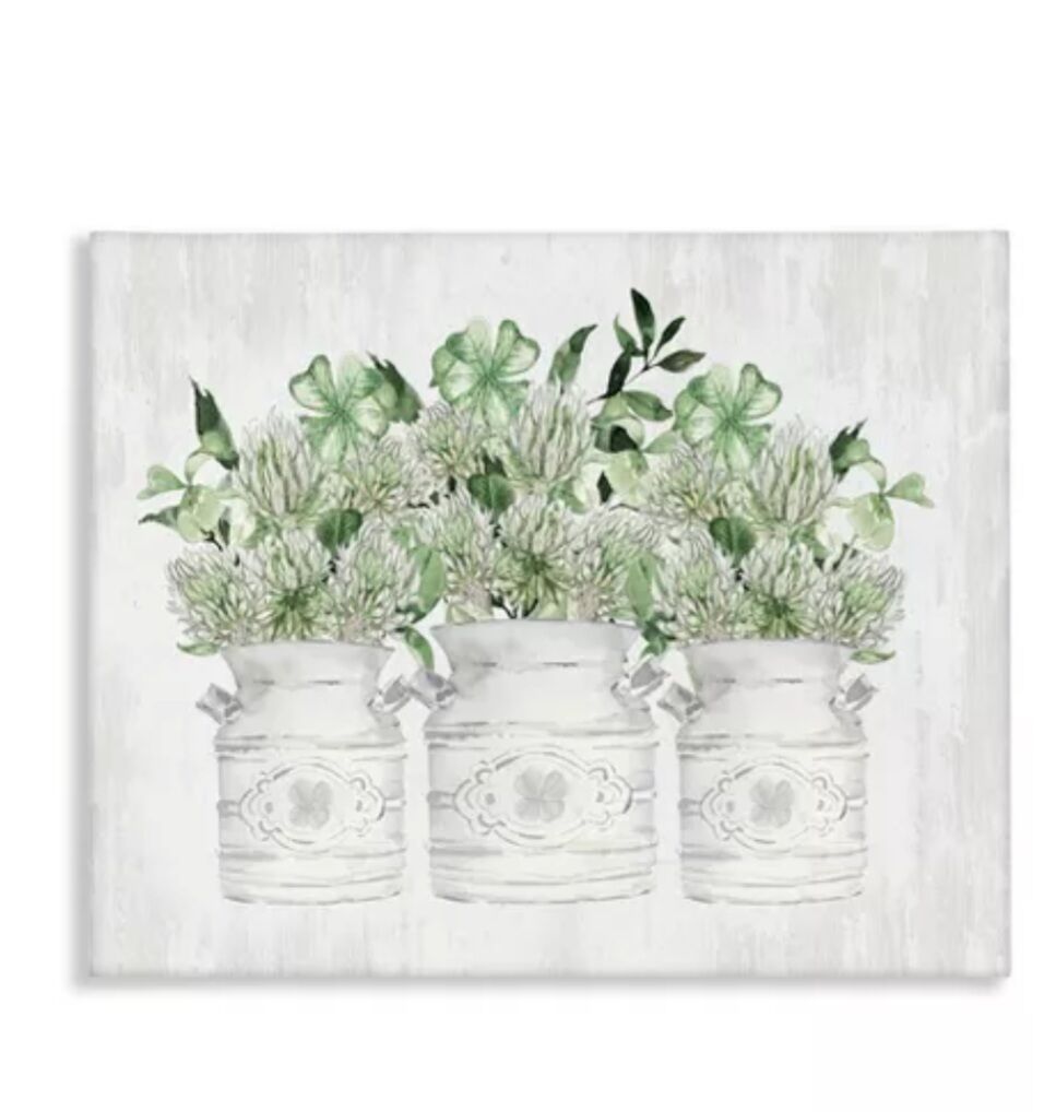 NEW Rustic Shamrock Bouquet Canvas Art 24" x30"