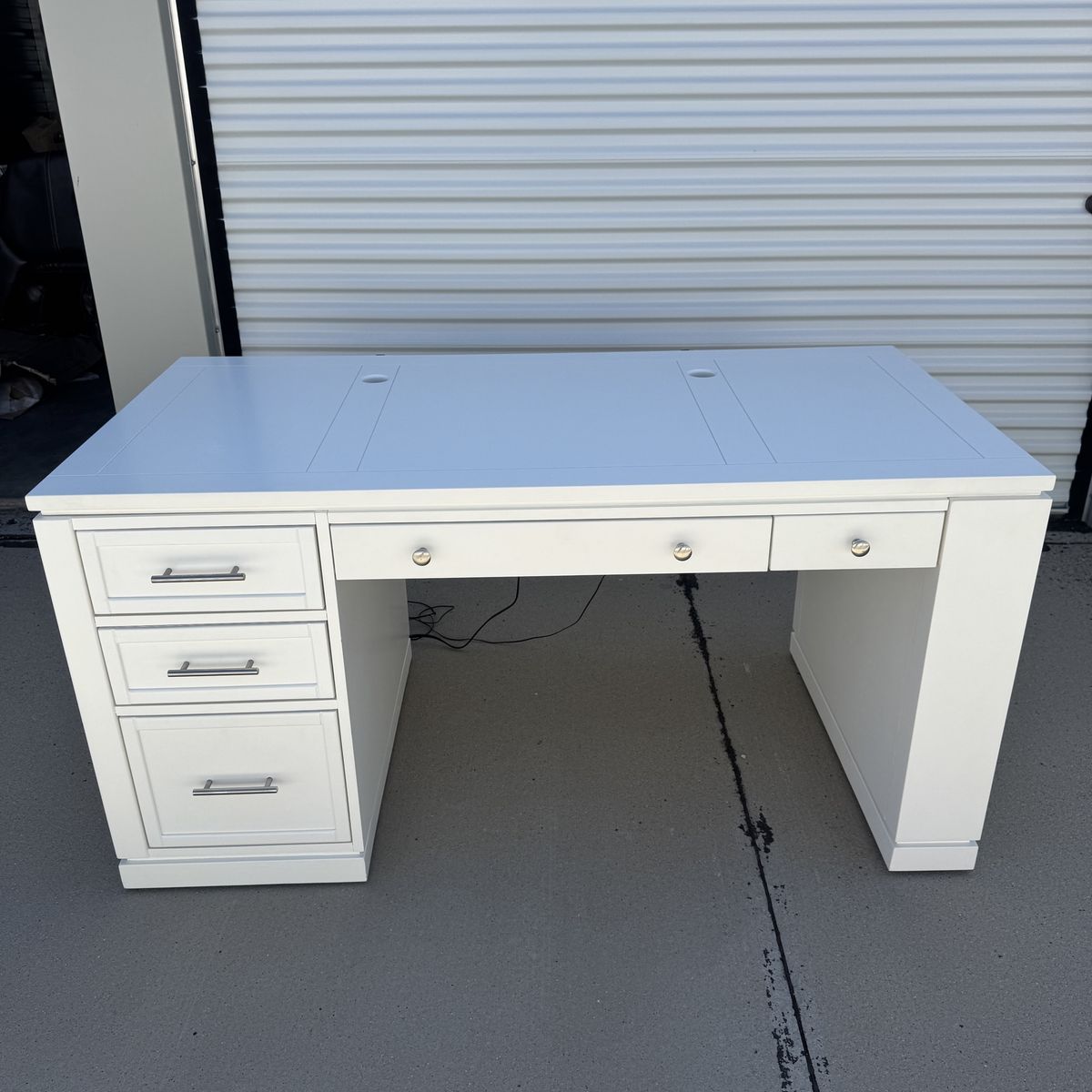 Parker House Catalina 60 In. White Writing Desk with Power Center, USB & Storage