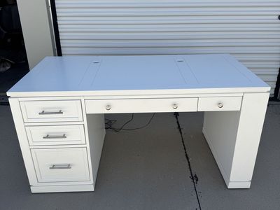 Parker House Catalina 60 In. White Writing Desk with Power Center, USB & Storage