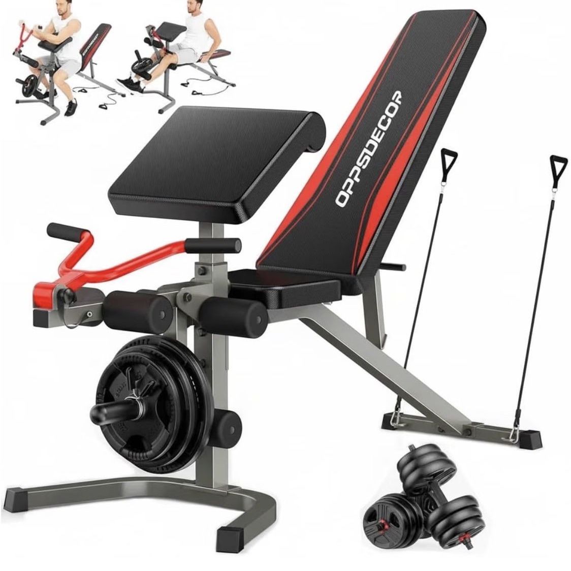 OPPSDECOR 6-in-1 900lb Weight Bench w/ Squat Rack - Brand New, Unopened