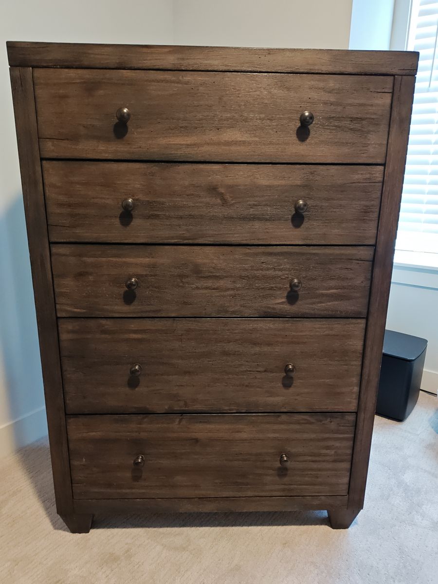 Dresser- Five Drawer- Dark Brown Solid Wood - Rustic Modern  - Furniture Row