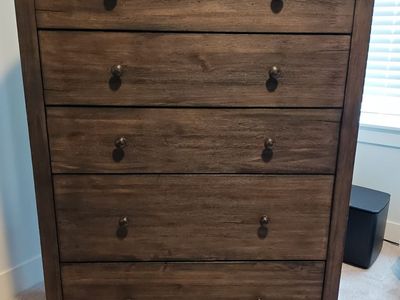 Dresser- Five Drawer- Dark Brown Solid Wood - Rustic Modern - Furniture Row
