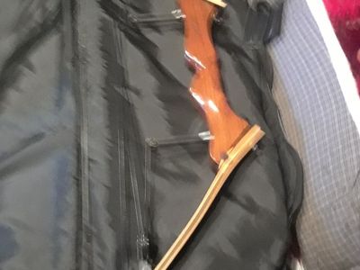 Vintage Compou onnd Bow Right-Handed Archery Hunting Bow with Wood Grip & Limbs will accept trade of good recurve bow about
30