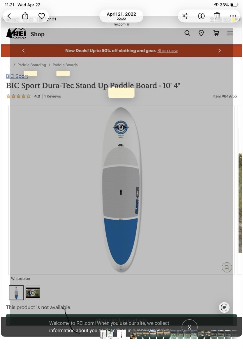 BIC Paddle Board with paddle