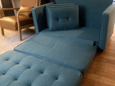 Teal Sleeper Loveseat Camel Accent Chair