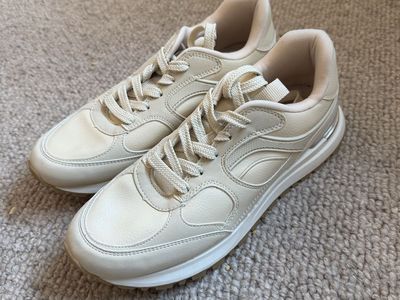 Zara Women's Beige Fashion Sneakers - Casual & Comfortable, Size 9