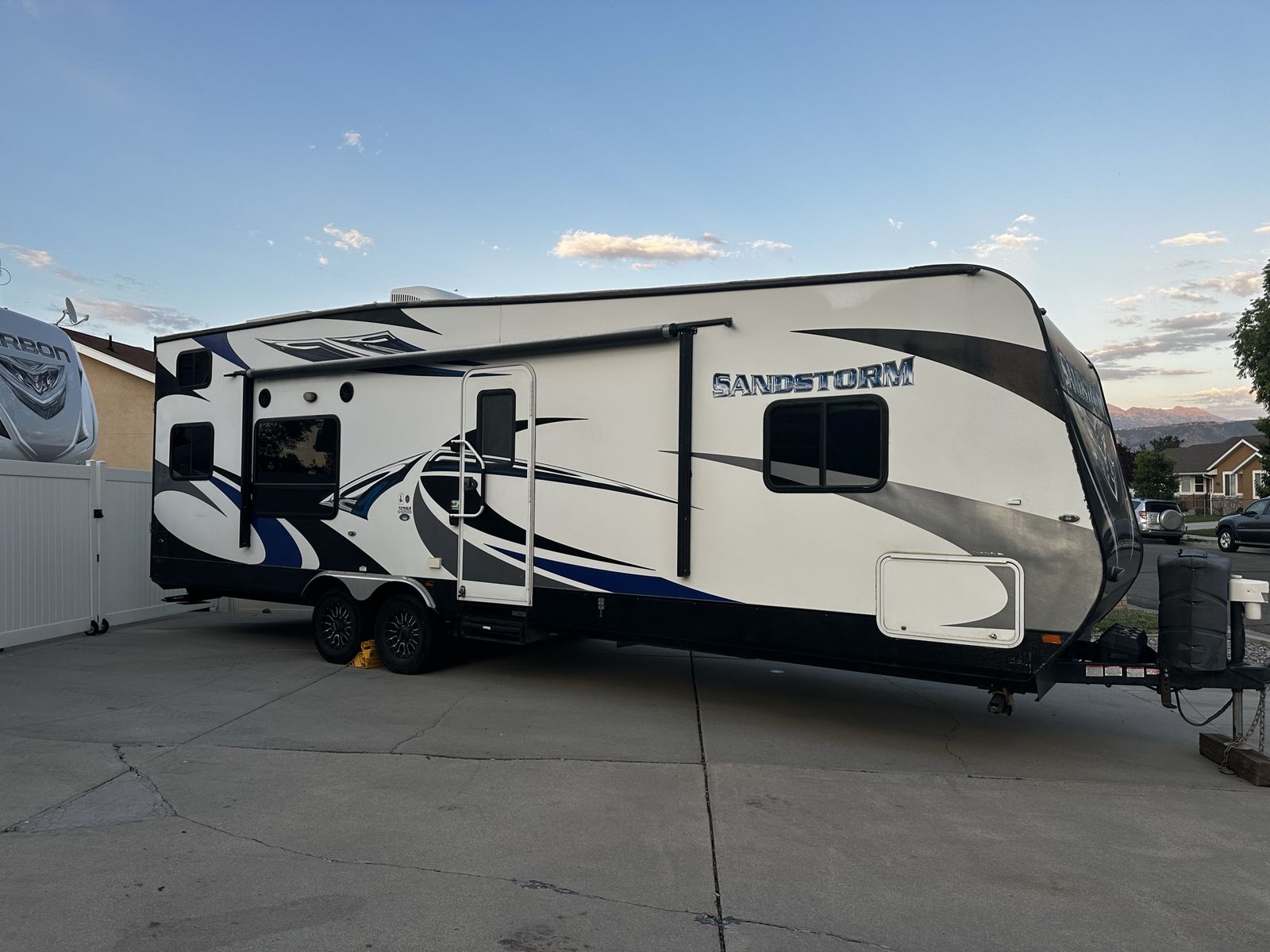 2016 Forest River Sandstorm Toy Hauler - 32' 5" Travel Trailer w/ Solar & Onan 4000 Generator