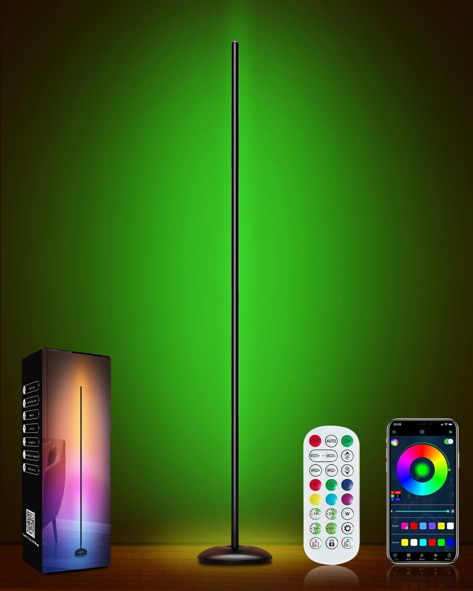 NEW Corner Floor Lamp, LED Floor Lamp RGB+ICW Light with 160 Million Colors,Music Sync, APP and Remote Control