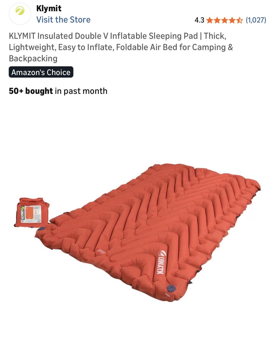 Klymit Double Air Mattress With Sheet