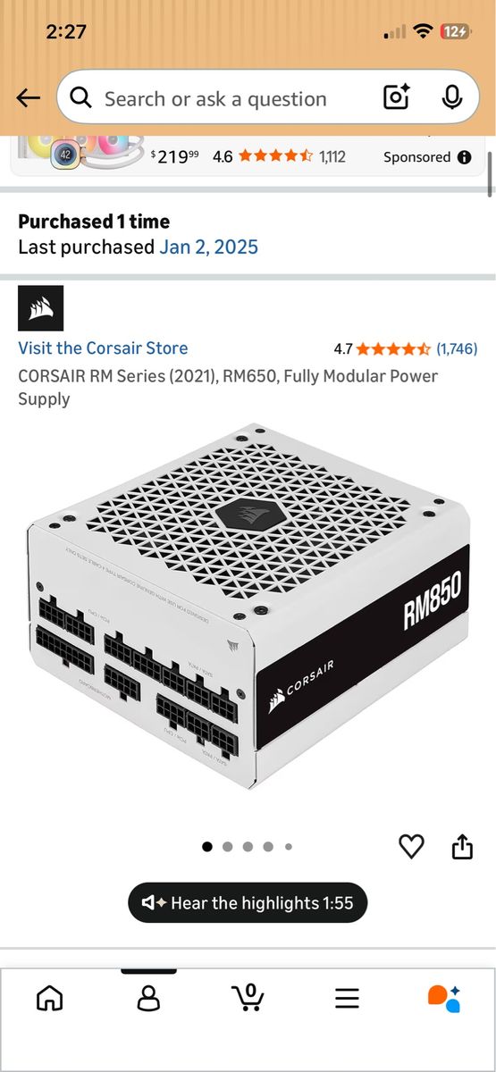 Corsair RM Series (2021) 850 Watt Fully Modular